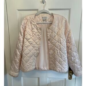 Oscar De La Renta Vtg Quilted Jacket Button Pale Pink Coquette Women's M FLAWS